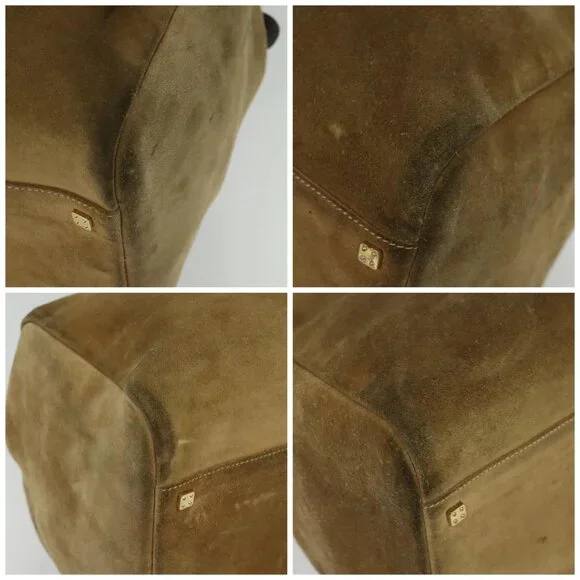 LOEWE Anagram Boston Bag Suede Brown Gold - Picture 16 of 16